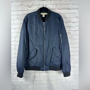 H&M L.O.G.G. Men’s Dark Blue Nylon Outerwear Aviator Gorpcore Bomber Jacket | XL